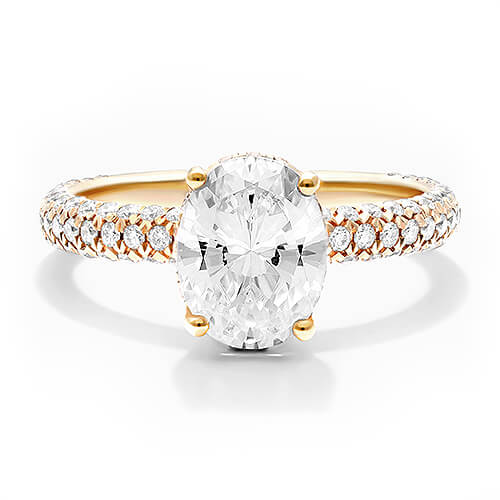 18K Yellow Gold Trio Micropavé Engagement Ring