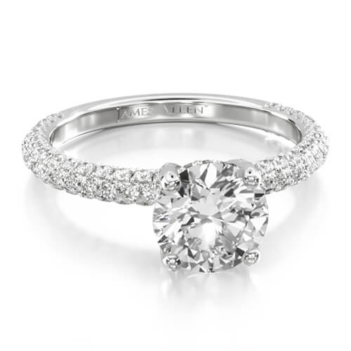 14K White Gold Trio Micropavé Engagement Ring