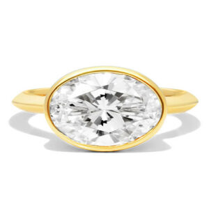 14K Yellow Gold East West Knife Edge Bezel Solitaire Engagement Ring