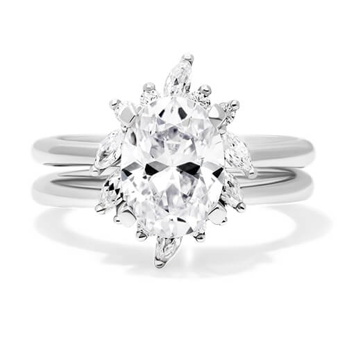 18K White Gold Diamond Half Halo Engagement Ring