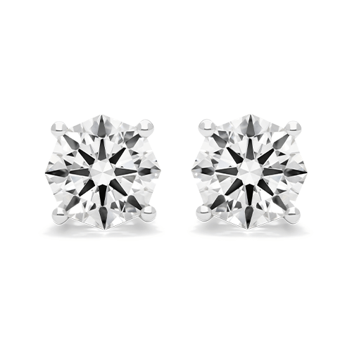 14K White Gold Four Prong Round Brilliant Lab Created Diamond Stud Earrings (2.50 CTW - F-G / VS2-SI1)