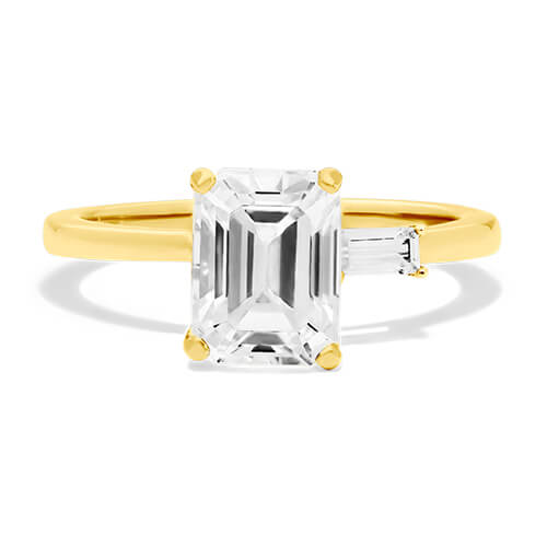 18K Yellow Gold Simplistic Baguette Diamond Engagement Ring