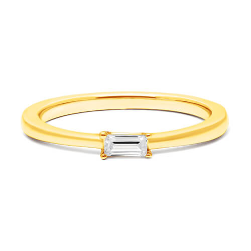 18K Yellow Gold Simplistic Baguette Diamond Wedding Ring