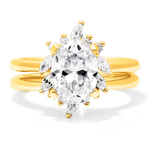 18K Yellow Gold Diamond Half Halo Engagement Ring