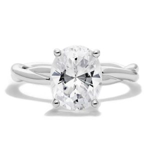 14K White Gold Rope Solitaire Engagement Ring