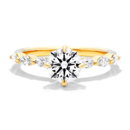 14K Yellow Gold Shared Prong Marquise Side Stone Diamond Engagement Ring