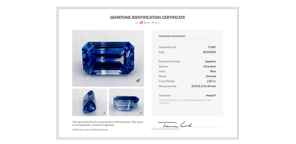 A GIA certificate for gemstones 