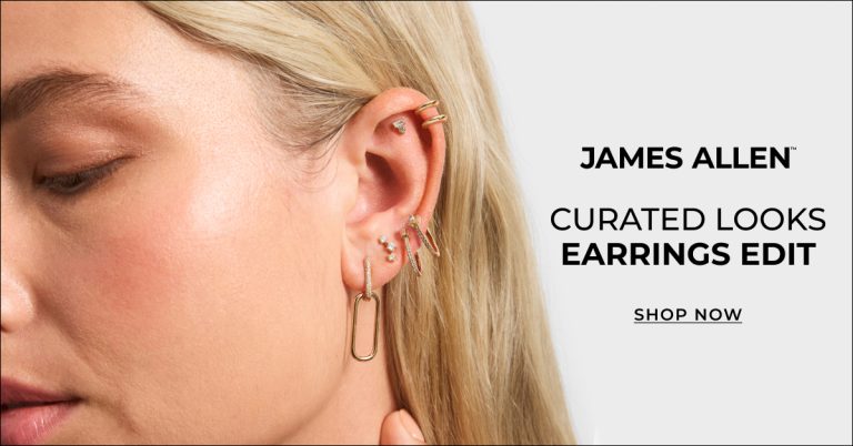 Woman wearing James Allen earrings