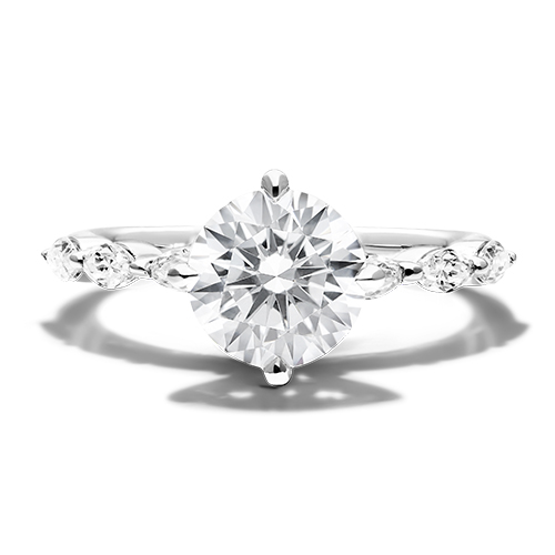 Platinum Shared Prong Marquise Side Stone Diamond Engagement Ring
