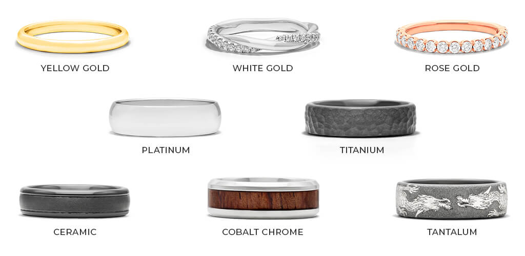 Different types of metals for wedding rings 