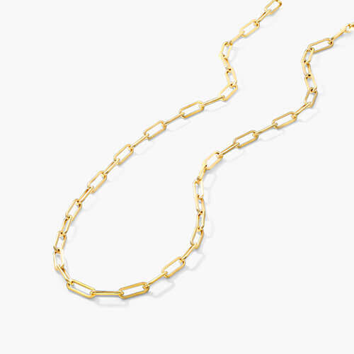 14k Yellow Gold 1.5mm Dainty Paperclip Chain