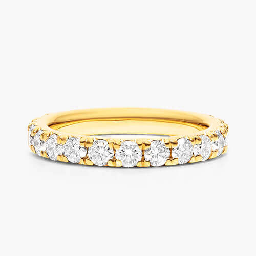 14K Yellow Gold French Pavé Diamond Eternity Ring