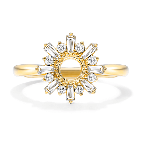 14K Yellow Gold Sunburst Diamond Ring