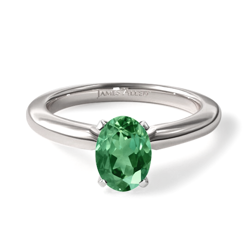 Natural Green Emerald 2mm Comfort Fit Solitaire Engagement Ring