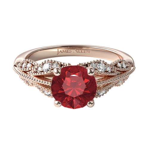 Natural Ruby Vintage Inspired Floral Bouquet Engagement Ring