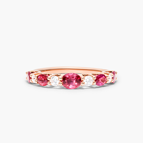 14K Rose Gold Oval Ruby and Diamond Ring