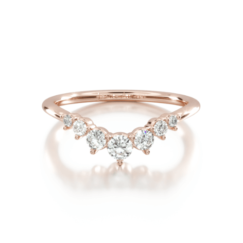 14K Rose Gold Scalloped Diamond Ring