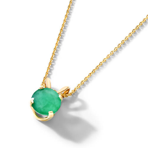 14K Yellow Gold Emerald Birthstone Necklace