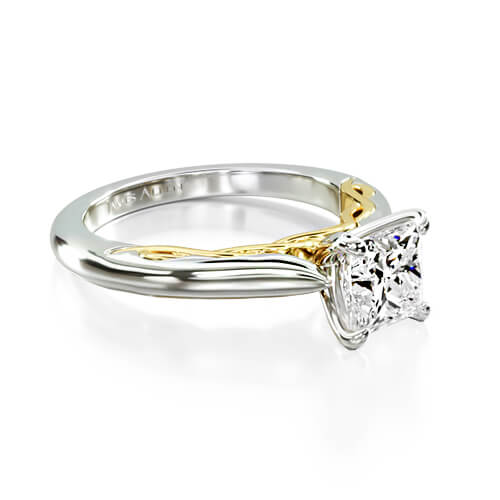 Two Tone Comfort Fit Solitaire Engagement Ring