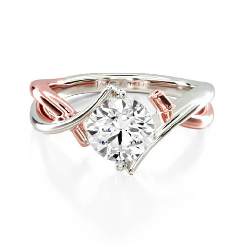 Two Tone Ribbon Bypass Solitaire Engagement Ring