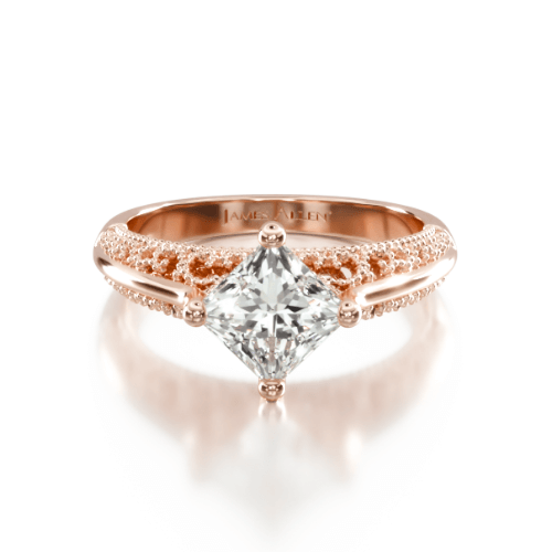 14K Rose Gold Tapered Six Prong Diamond Engagement Ring