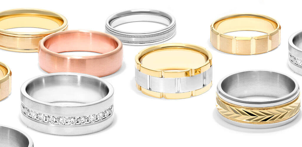 A selection of engagement and wedding rings