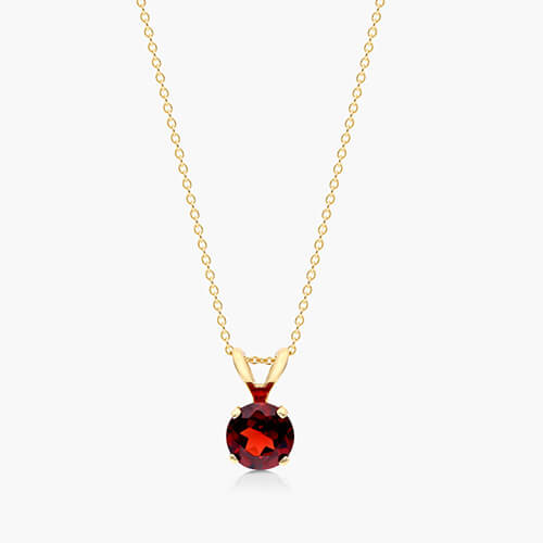 14k Yellow Gold Garnet Birthstone Necklace