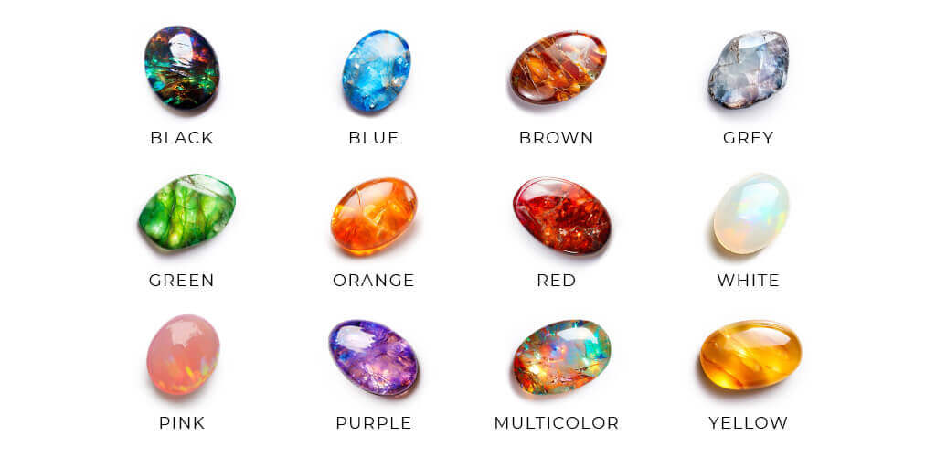 different colored loose opals