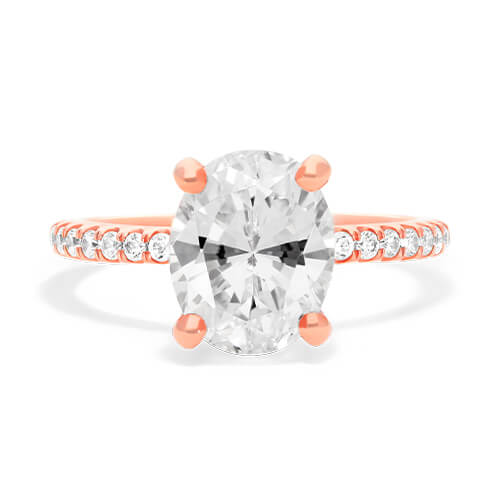 Rose Gold Petite Pavé Crown Diamond Engagement Ring