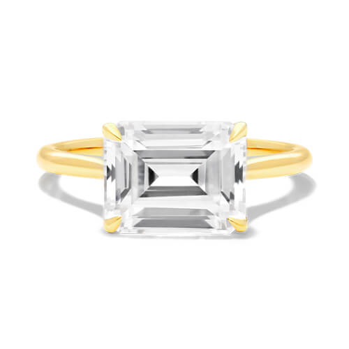 Yellow Gold East West Knife Edge Cathedral Solitaire Engagement Ring