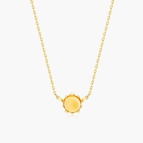 14K Yellow Gold Beaded Citrine Necklace