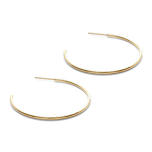 14K Yellow Gold 1.5 Inch Hoop Earrings