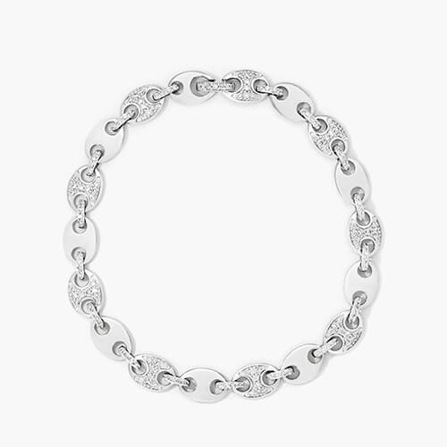 14k White Gold Mariner Chain Lab Created Diamond Bracelet