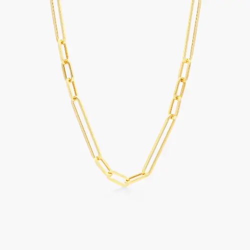 14K Yellow Gold 5.1mm Alternating Paper Clip Chain Necklace