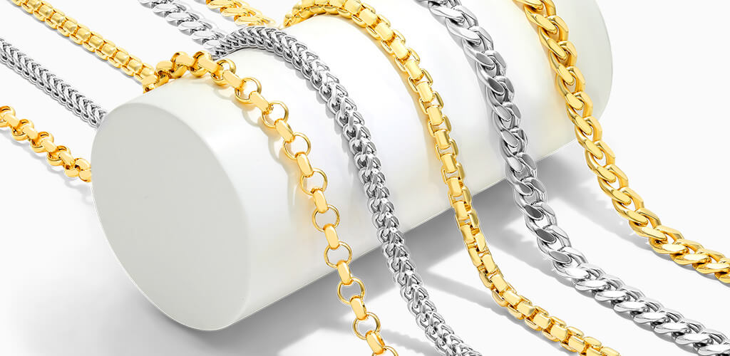A Variety Of Mens Chain Necklaces