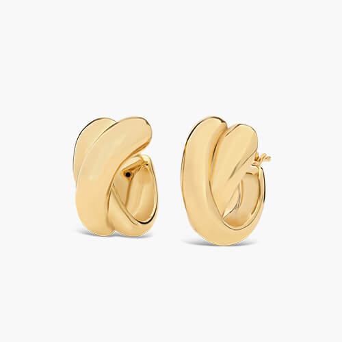 14K Yellow Gold Golden Hour Crossover Hoop Earrings