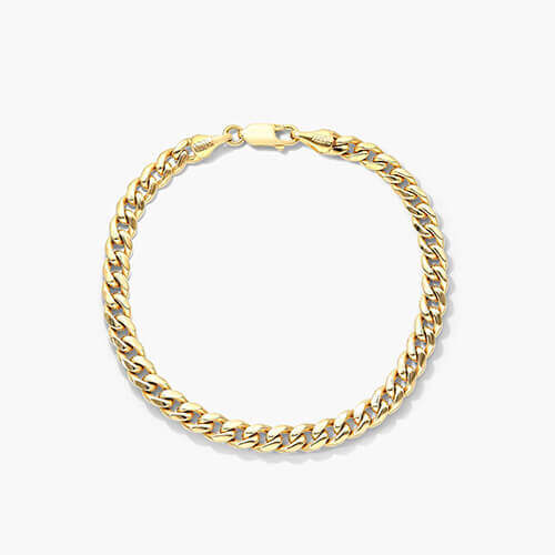 14K Yellow Gold Solid 5mm Miami Cuban Bracelet - 8.5 Inches