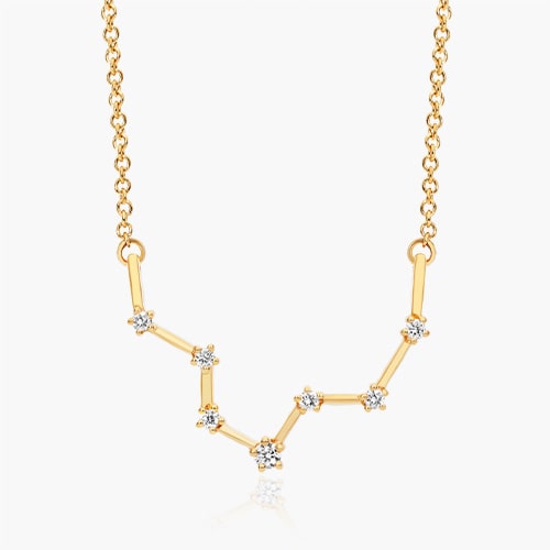 Yellow Gold Lab Created Diamond Pisces Constellation Necklace