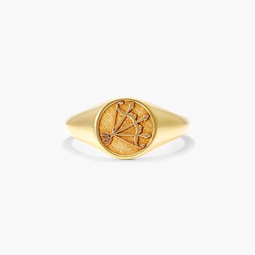 Yellow Gold Sagittarius Zodiac Signet Ring