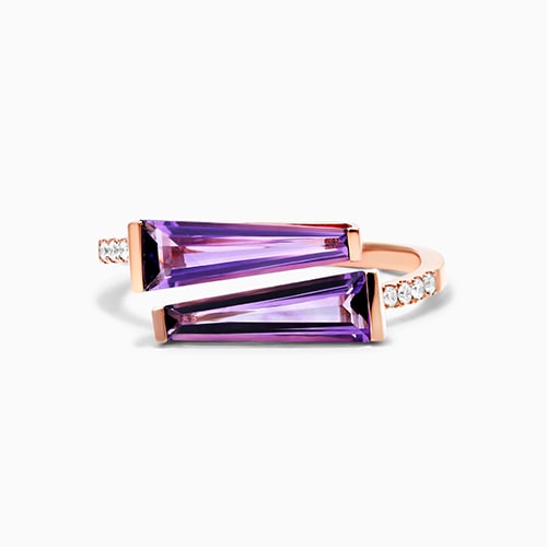Bypass Duo Amethyst And Diamond Ring