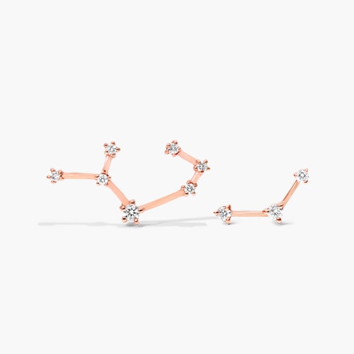 14K Rose Gold Lab-Created Diamond Sagittarius Constellation Stud Earrings