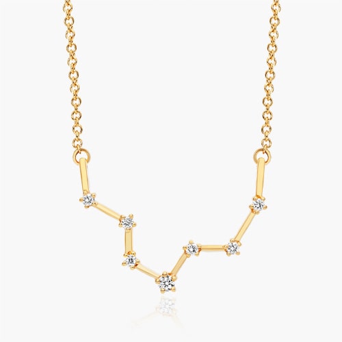 14K Yellow Gold Lab-Created Diamond Pisces Constellation Necklace