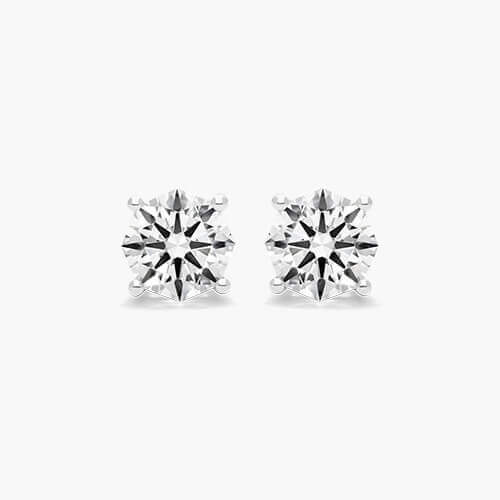 14K White Gold Four Prong Round Brilliant Lab Created Diamond Stud Earrings (0.25 CTW - F-G / VS2-SI1)