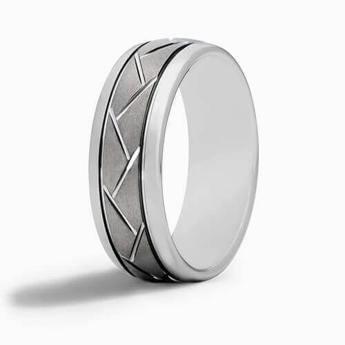 Gray Tungsten Carbide 8MM Domed Comfort Fit Band By TRITON