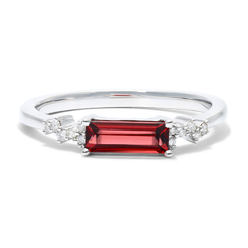 14K White Gold Fairy Garnet and Diamond Ring by Brevani