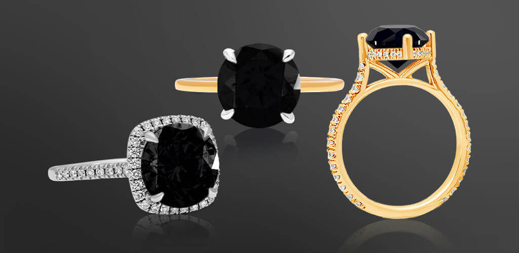 3 black diamond engagement rings