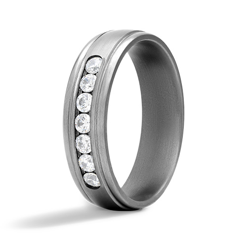 Tantalum 6mm Channel Set Diamond Comfort Fit Ring