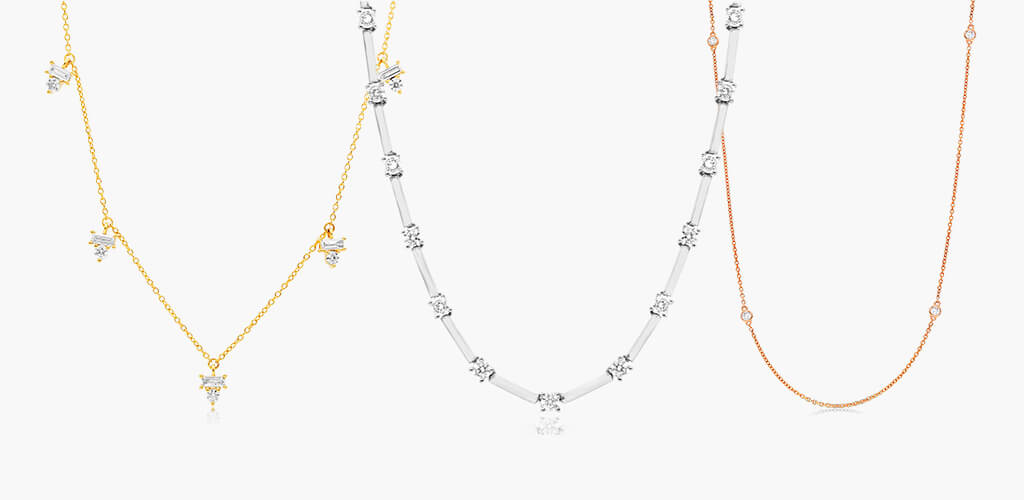 Different Gold Metal Diamond Necklaces