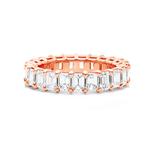 14K Rose Gold Bezel Set Emerald Cut Diamond Eternity Ring