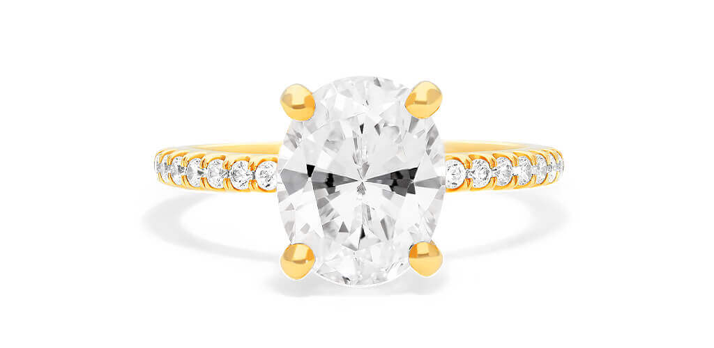 14K Yellow Gold Petite Pavé Crown Diamond Engagement Ring